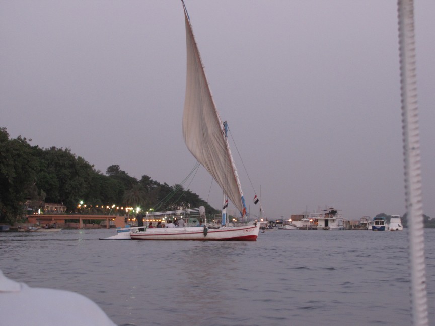 A typical Felucca on the River Nile, in Cairo