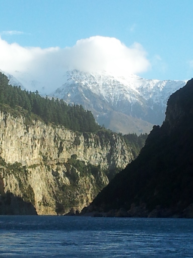 Looking up the Rakaia River