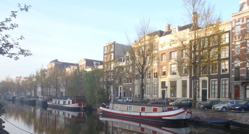 Houseboats on a canal in Amsterdam