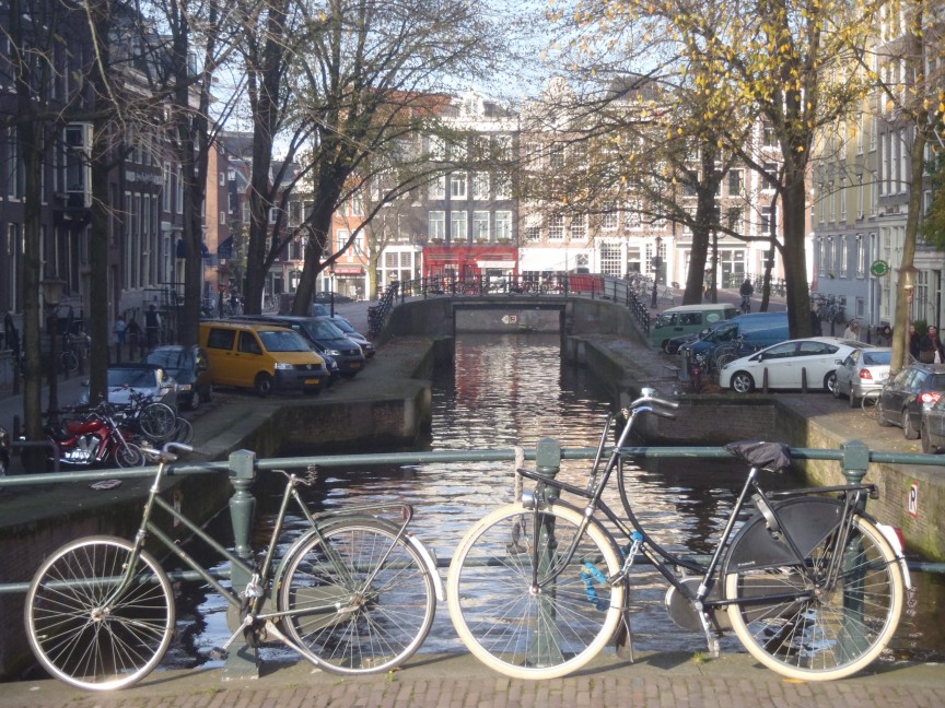 Bikes along Amsterdam Canal